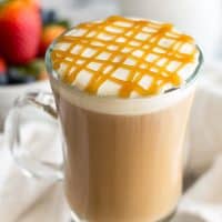 A homemade copycat recipe for Starbucks' caramel macchiato, but better! From BakingMischief.com
