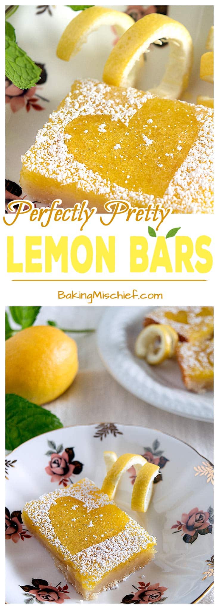 The EASIEST, best tasting lemon bars you've ever tried. Tart, sweet, and oh so pretty! Recipe includes nutritional information and freezing instructions.
