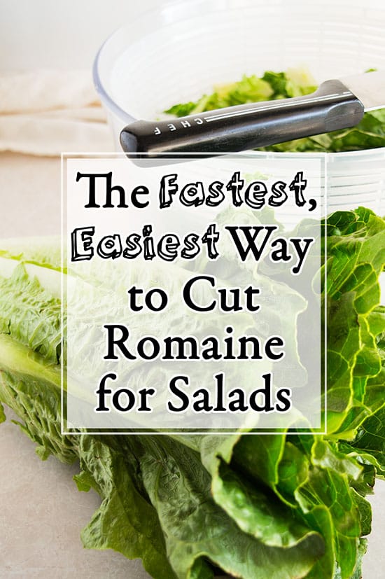 How to cut romaine lettuce for salads the fastest and easiest way possible. From BakingMischief.com