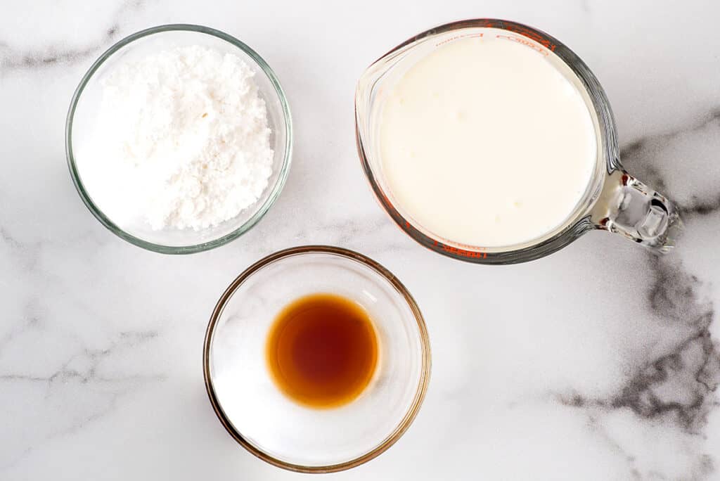 Whipped cream ingredients.