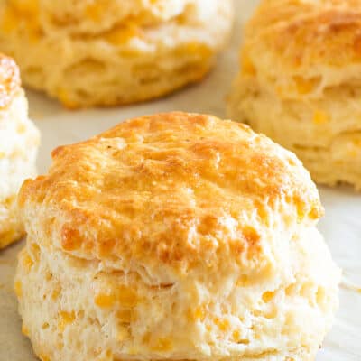 Cheddar Cheese Scones on parchment paper.
