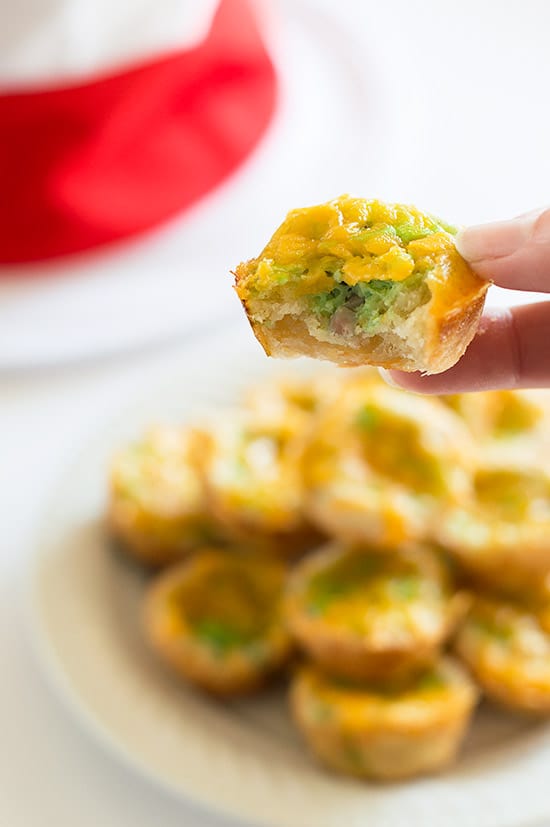 Green Eggs and Ham Mini Quiche - Green eggs, ham, and cheddar cheese in a buttermilk crust make a fun and delicious tribute to one of Dr. Seuss' most beloved works. So tasty you might not want to share them with the kids! Recipe includes nutritional information and freezer instructions. From BakingMischief.com