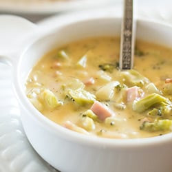 Sharp Cheddar Broccoli and Ham Chowder
