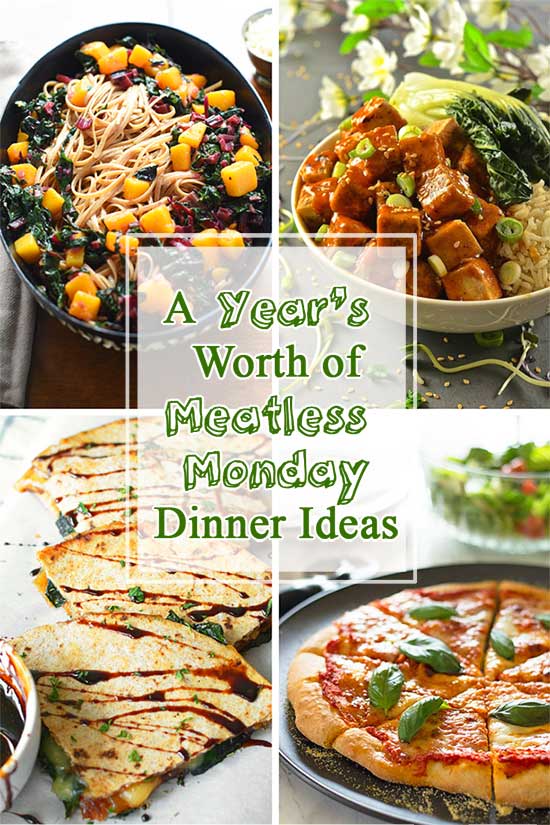 A round up of an entire year's worth of delicious Meatless Monday dinner ideas.