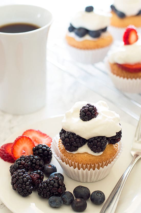 These Pound Cake Cupcakes get layered with fruit and whipped cream for the perfect cupcake breakfast.