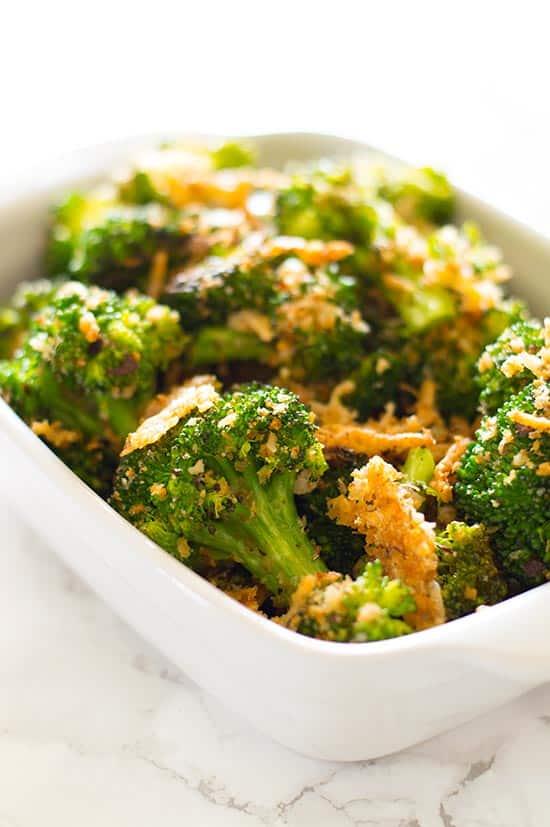 Easy and cheesy, you willl love this Panko and Parmesan Broccoli.