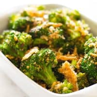 Panko and Parmesan Broccoli is an easy, cheesy broccoli side dish. Healthy, quick, and perfect for busy weeknights.