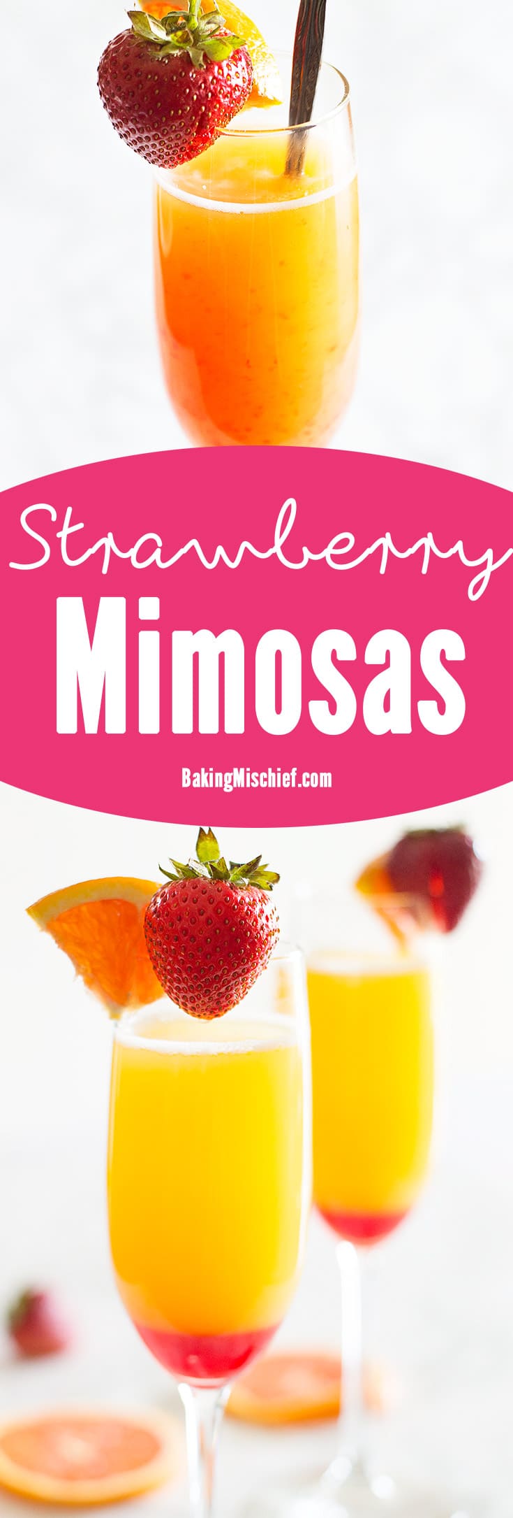 Make brunch even better with a simple but beautiful strawberry upgrade to your classic mimosa recipe. Recipe includes nutritional information and