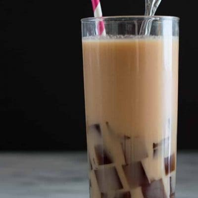 Cool and refreshing milk tea with coffee jelly is so easy to make and fun to drink. Make some and impress your friends. You know you want to. ;)