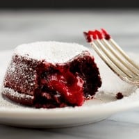 Simple and elegant Red Velvet Lava Cakes for Two would be the perfect close to any romantic meal. With chocolatey red velvet cake and molten cream cheese core, this dessert is deceptively quick and easy to make. Recipe includes nutritional information. From BakingMischief.com