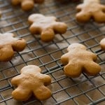 Gingerbread treats for dogs and horses on a baking rack.