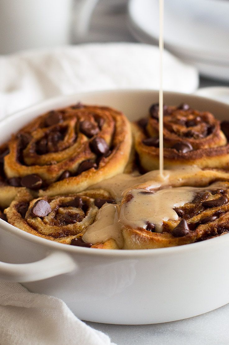 Small-batch Chocolate Cinnamon Rolls with Espresso Glaze can be prepared the night before and then baked in the morning for a hot, chocolatey breakfast for two. From BakingMischief.com