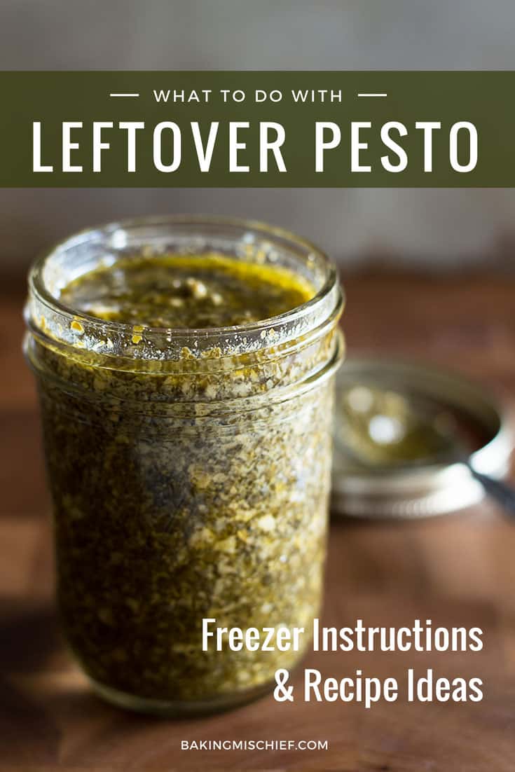 What to do with leftover pesto, including instructions on how to freeze pesto and leftover pesto recipe ideas. From BakingMischief.com