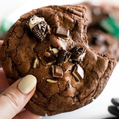 These small-batch chocolate cookies stuffed full of crushed Oreos and Andes are a little crunchy, a little minty, and completely delicious.