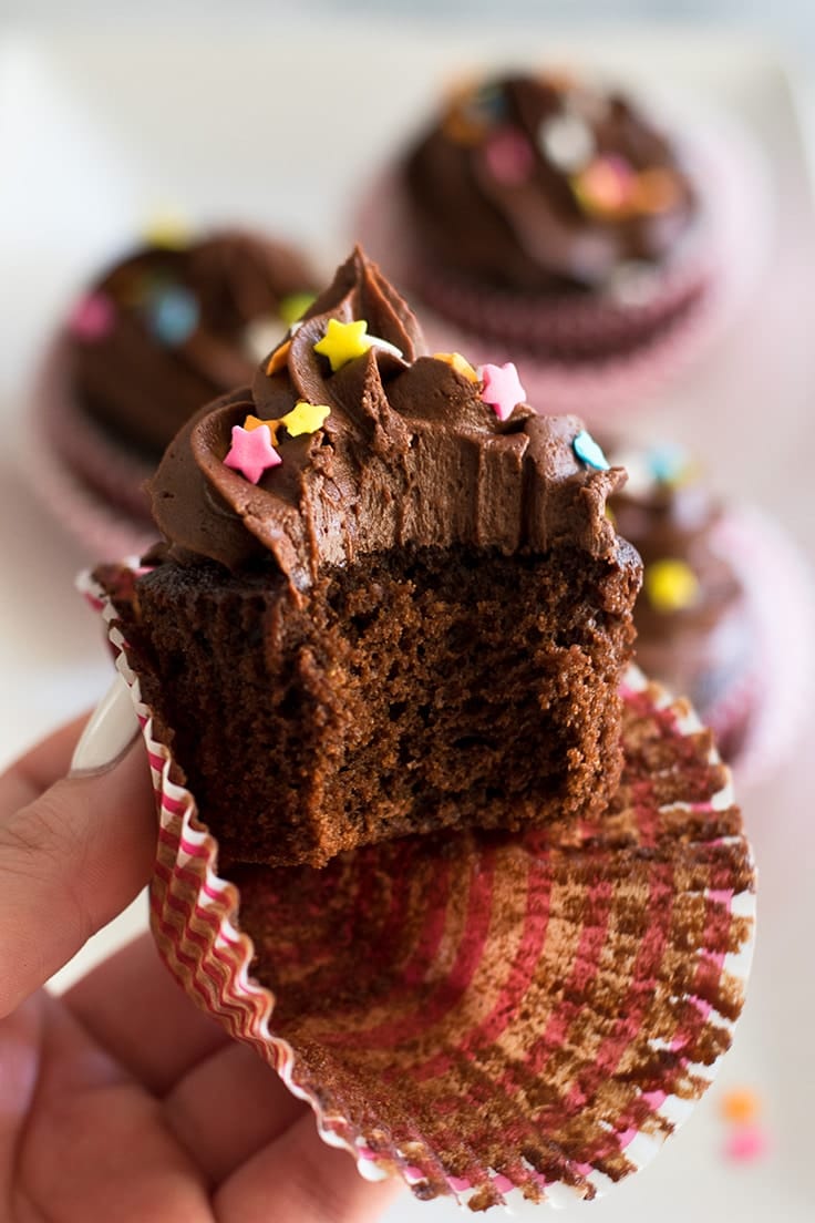 Small-batch Chocolate Chocolate Cupcakes with Chocolate Buttercream: rich, delicious, and amazing! | Chocolate desserts | Small-batch Cupcakes | Small-batch Desserts |