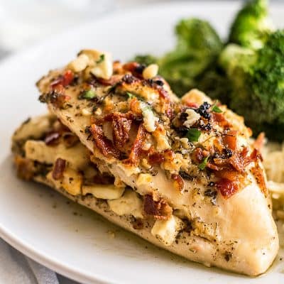 Bacon and Feta Stuffed Chicken Breast is the perfect dish when you want something a little extra special for dinner. | Dinner for Two | Easy Chicken Recipes |