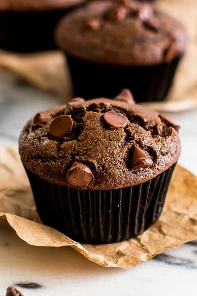 Small-batch Chocolate Chocolate Chip Muffins