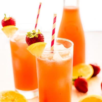 Sip your way into summer with this Homemade Strawberry Lemonade for Two. Easy to make and perfectly pink with just four ingredients! | Summer Recipes | Recipes for Two |