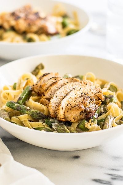 Creamy Chicken and Asparagus Pasta Dinner for Two
