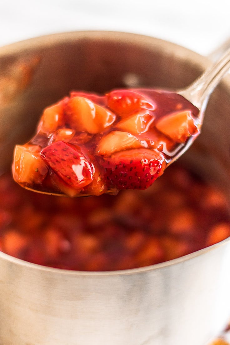 This Strawberry Sauce for Pancakes and Waffles is THE BEST and so good over ice cream too!