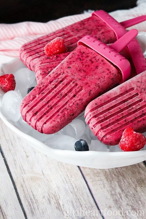 Triple Berry Ice Pops from Girl Heart Food - My favorite popsicle tips and tricks plus some of the best popsicle recipes on the internet!