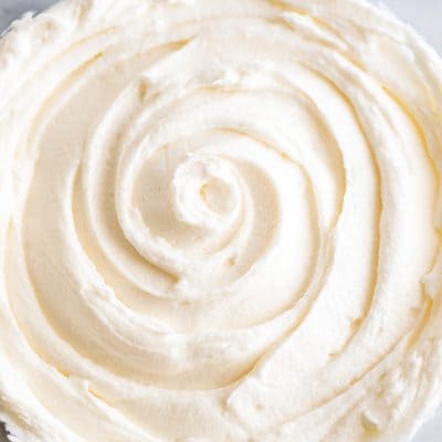 Overhead photo of small-batch vanilla frosting in a bowl.