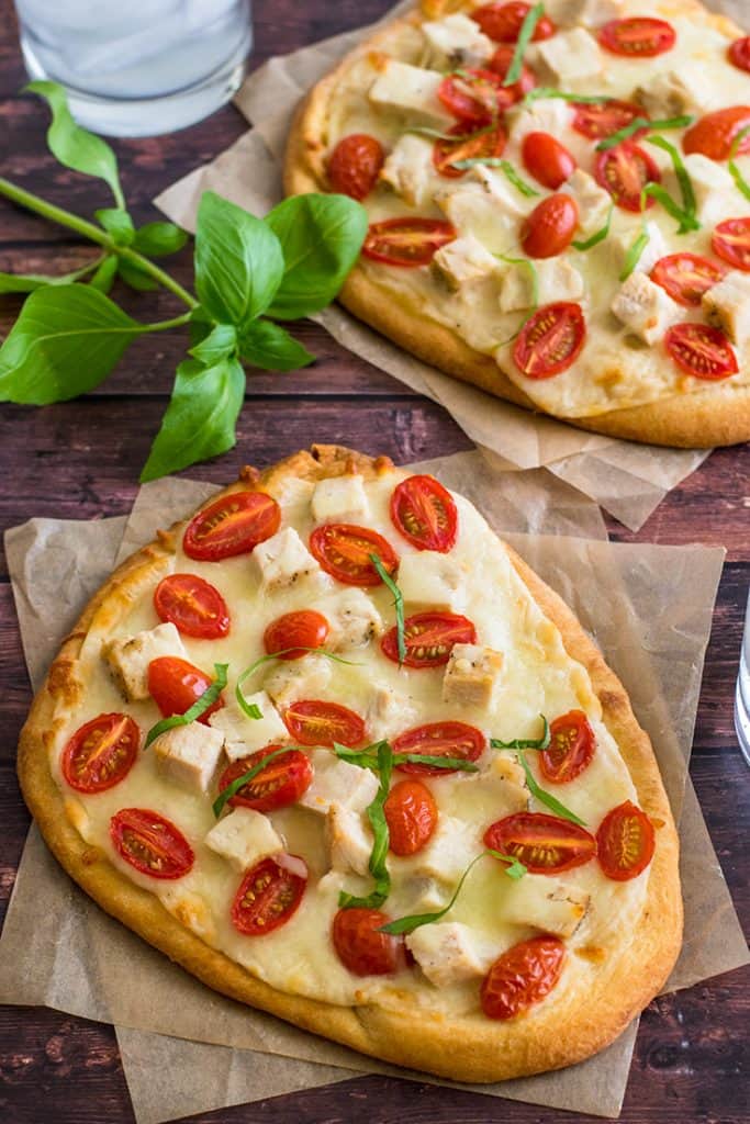 Make pizza night a little more exciting with Naan Chicken Alfredo Pizza. | Homemade Pizza | Recipe for Two | Dinner for Two |