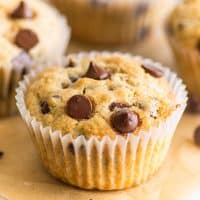 These Small-batch Chocolate Chip Muffins are incredibly soft and moist and packed full of chocolate chips. | Breakfast |