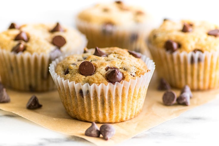 These Small-batch Chocolate Chip Muffins are incredibly soft and moist and packed full of chocolate chips. | Breakfast |
