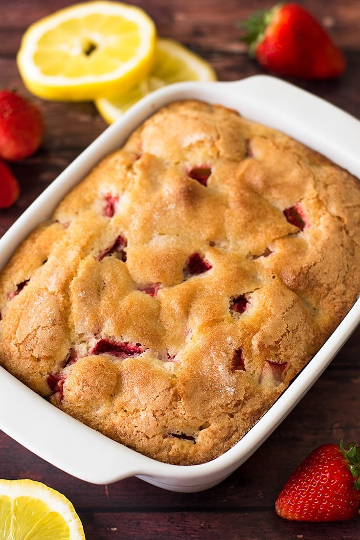 Strawberry, lemon, and buttermilk are the perfect combo in this Mini Strawberry Breakfast Cake!