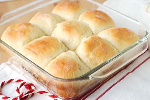 Leftover Mashed Potato Rolls in a clear baking dish.