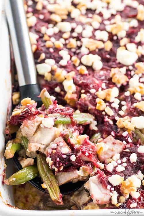 Easy Leftover Turkey Casserole in a white dish.