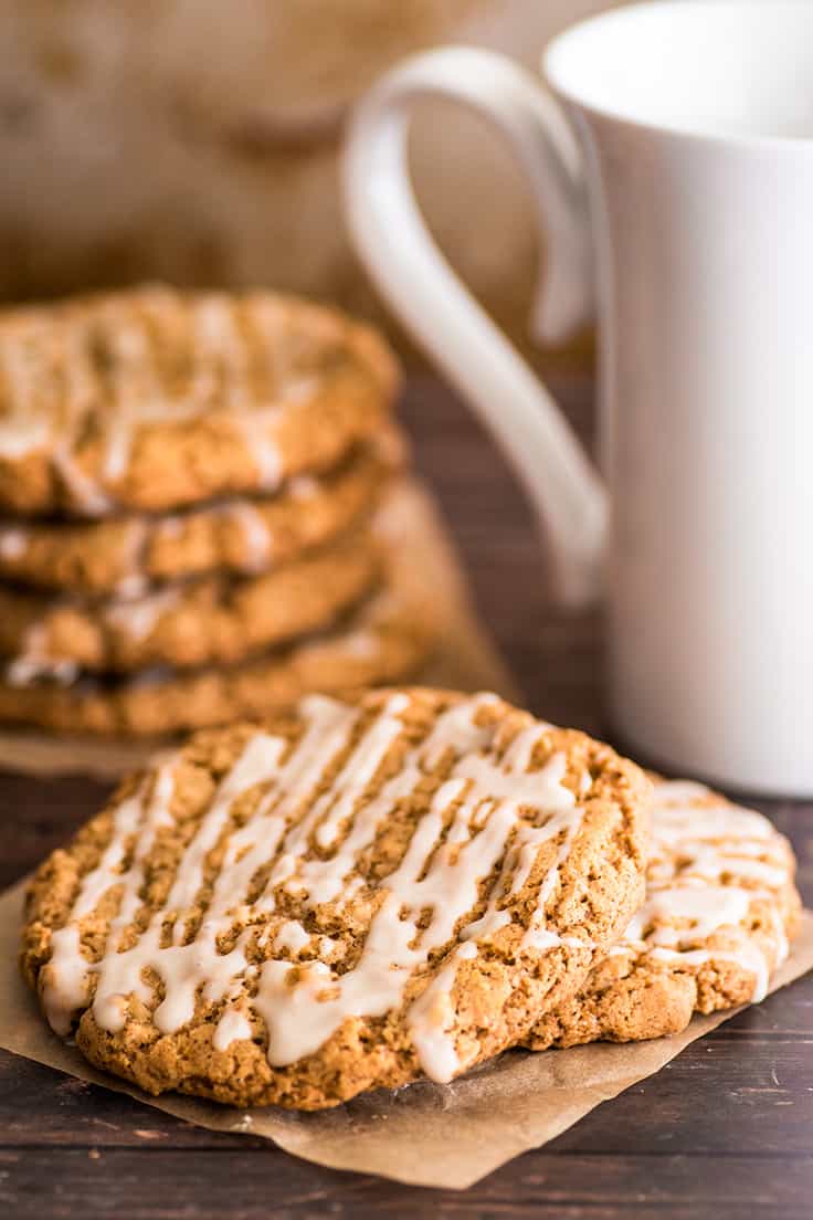 Small-batch Oatmeal cookies with vanilla glaze.