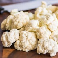 Photo of chopped cauliflower ready to be steamed in the microwave.