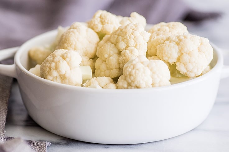 How to Steam Cauliflower in the Microwave step three photo of steamed cauliflower.