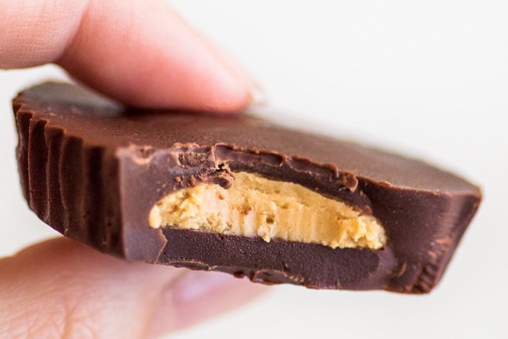 Homemade Peanut Butter Cup with a bite taken out of it.