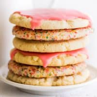 Stack of Small-batch Sugar Cookies on a white plate.