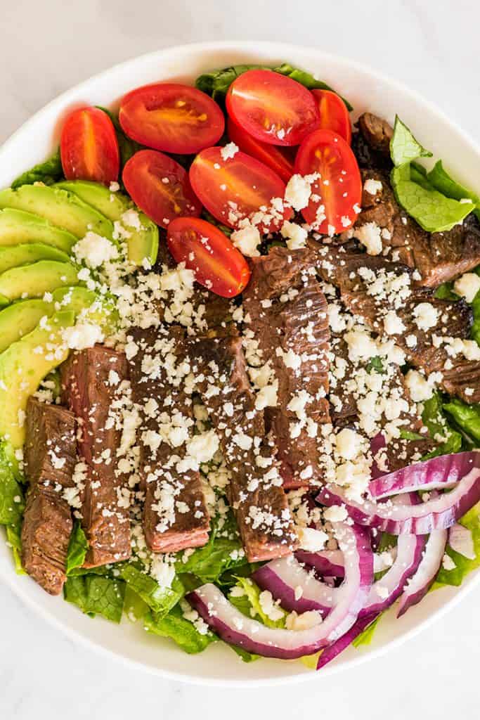 Overhead photo of Carne Asada Salad.