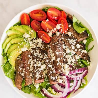 Overhead photo of Carne Asada Salad.
