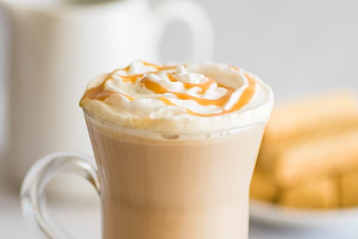Dulce de leche latte with whipped cream.