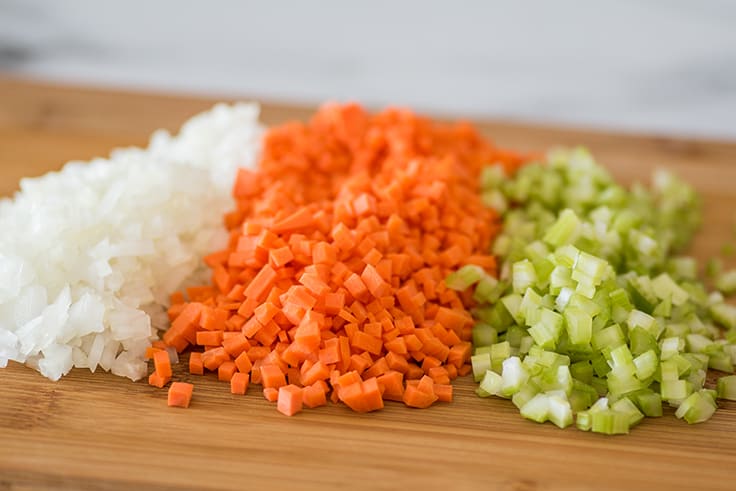Soffritto ingredients for pork ragu.