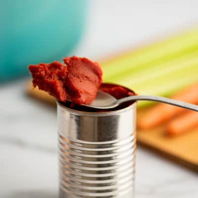 Spoonful of leftover tomato paste.