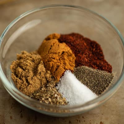 Spices for homemade taco seasoning in a bowl.