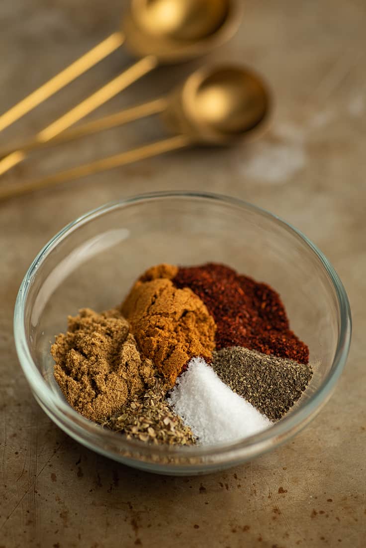 Spices for homemade taco seasoning in a bowl.