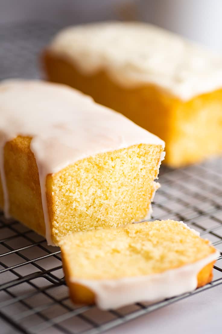 Glazed small lemon pound cake.