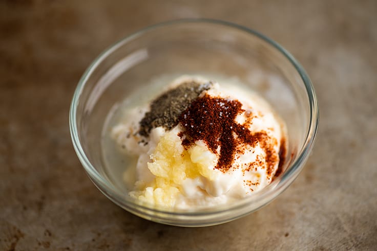 Ingredients for chipotle aioli in a bowl.