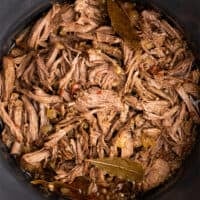 Beef barbacoa in a crock pot.