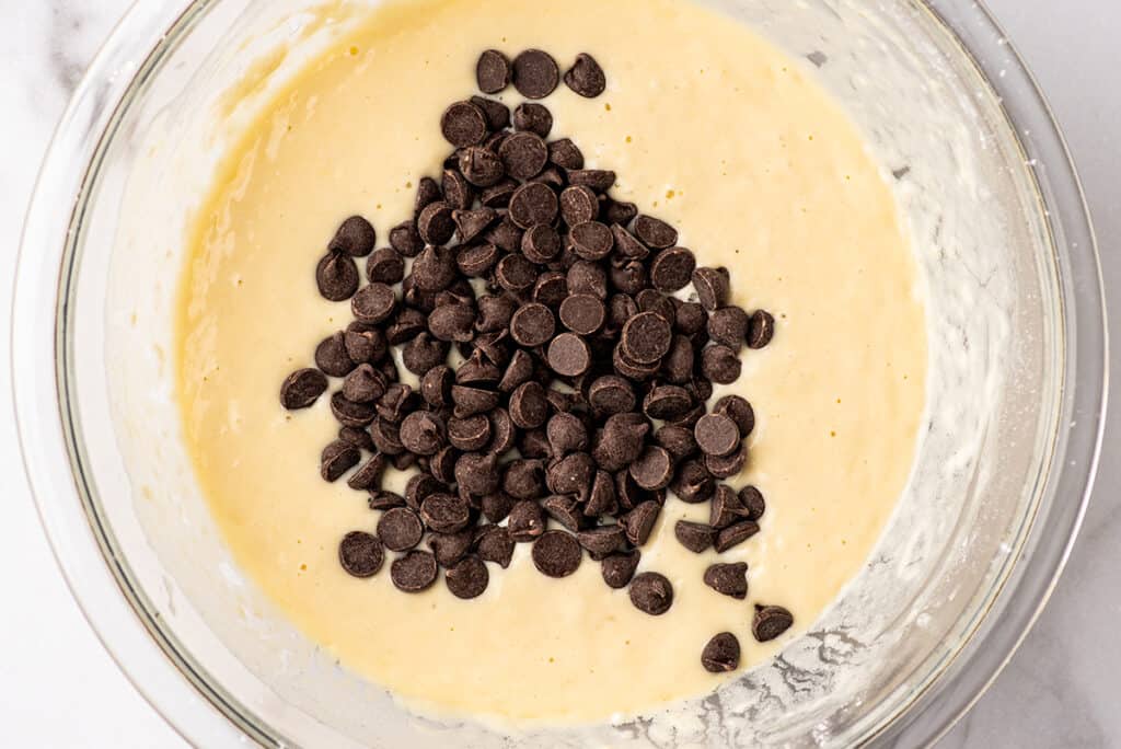 Chocolate chips in waffle batter.