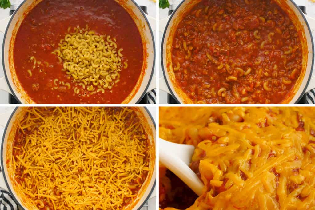 Collage of American Goulash being made part 2.