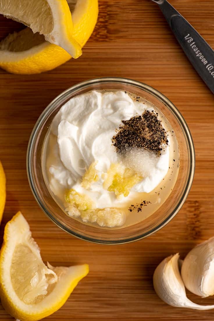 Greek yogurt ingredients in a bowl.